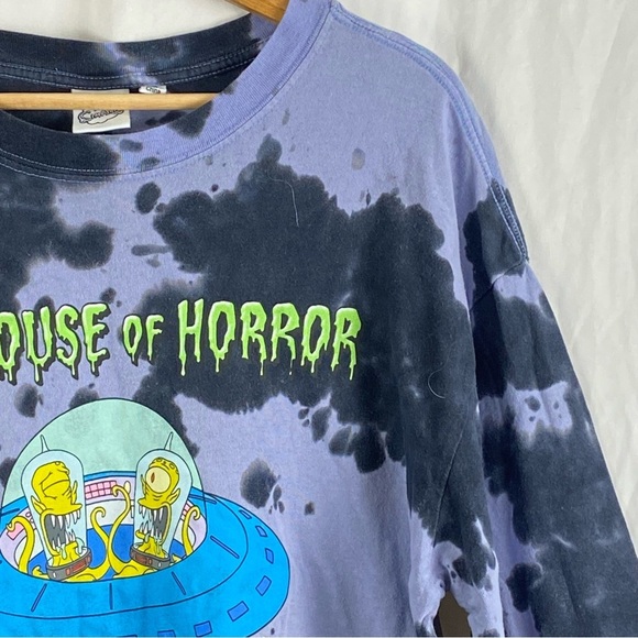 The Simpsons Treehouse of Horror Alien Tie-Dye Long Sleeve Shirt Size Medium - Picture 6 of 16